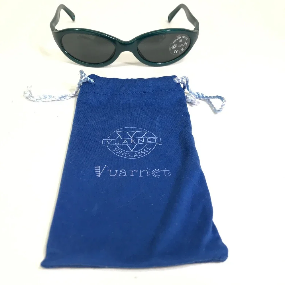 Vuarnet Kids Sunglasses B400 Green Round Frames with Gray Lenses 50-18-110